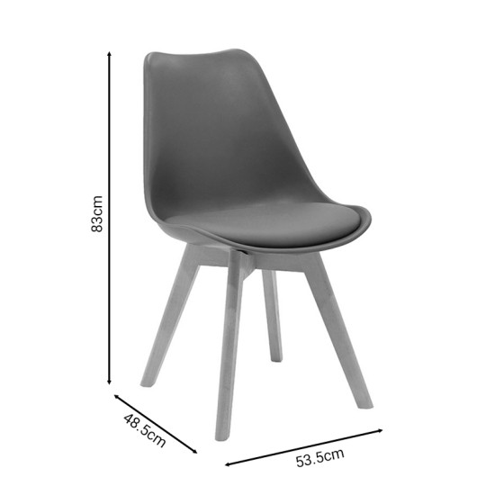 Καρέκλα Gaston  PP-PU καφέ-φυσικό πόδι 53.5x48.5x83εκ