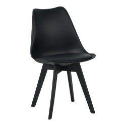 Καρέκλα Gaston I  PP-PU σε μαύρη απόχρωση 48.5x53.5x81.5εκ