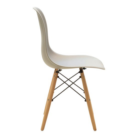 Καρέκλα Julita  PP cappuccino με φυσικό πόδι 46x52x80εκ