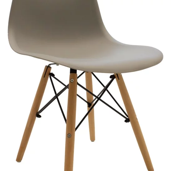 Καρέκλα Julita  PP cappuccino με φυσικό πόδι 46x52x80εκ