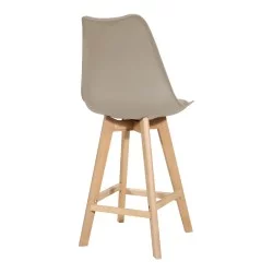 Σκαμπό μπαρ Gaston  pp-pu σε cappuccino απόχρωση και ξύλινο πόδι 49x56x112εκ