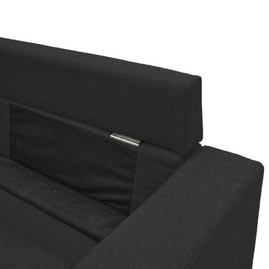 Γωνιακός καναπές αναστρέψιμος Maneli  ύφασμα μαύρο 196x138/77x82εκ