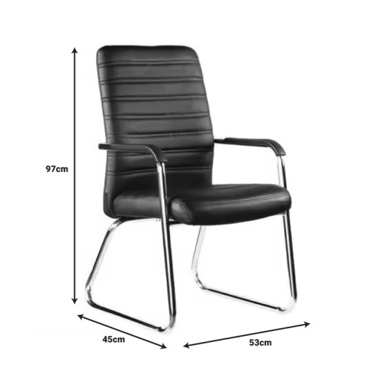 Καρέκλα επισκέπτη Sefine μαύρο pu-πόδι χρωμίου 53x45x97εκ Καρέκλα επισκέπτη Sefine μαύρο pu-πόδι χρωμίου 53x45x97εκ