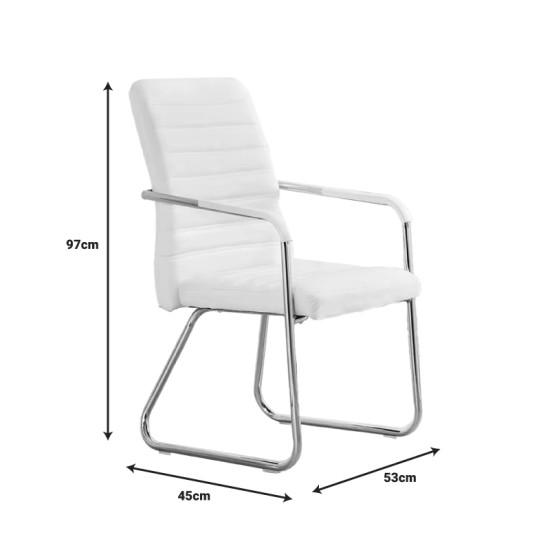 Καρέκλα επισκέπτη Sefine λευκό pu-πόδι χρωμίου 53x45x97εκ Καρέκλα επισκέπτη Sefine λευκό pu-πόδι χρωμίου 53x45x97εκ