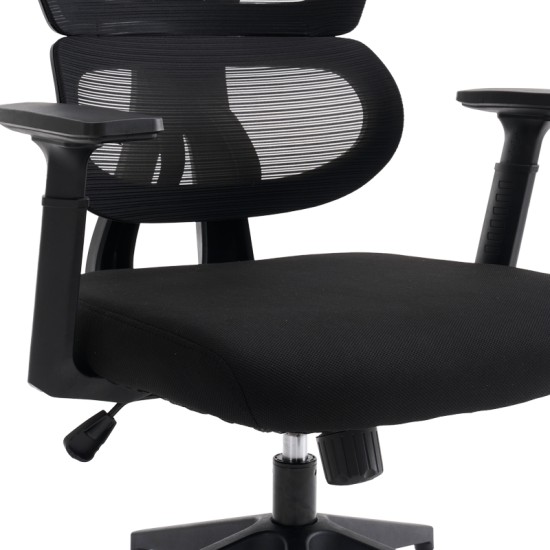 Καρέκλα γραφείου διευθυντή Cadrey  mesh μαύρο 67x64x120-128εκ