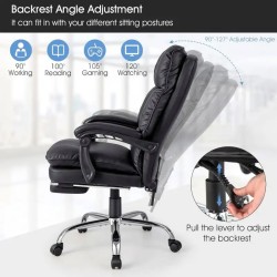 Καρέκλα γραφείου διευθυντή με υποπόδιο Dietina  pu σε μαύρη απόχρωση 60x50x105-115εκ