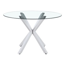 Τραπέζι Tavula  Γυαλί- Μεταλλικά πόδια σε λευκή απόχρωση Φ120x75εκ