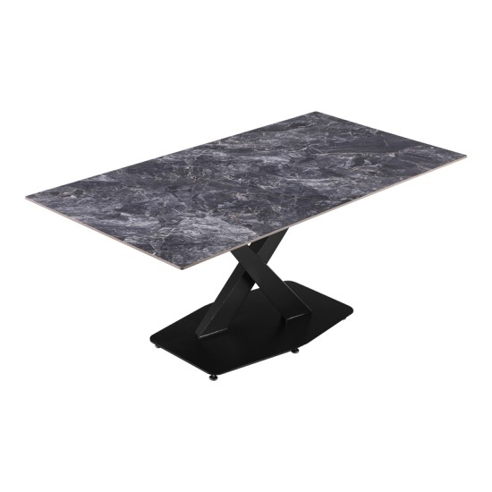 Τραπέζι Tafel pakoword Sintered stone μαύρο με μεταλλικά πόδια σε μαύρη απόχρωση 180x90x76εκ