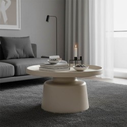 Τραπέζι σαλονιού Ginoze  μέταλλο σε λευκή απόχρωση Φ70x41εκ