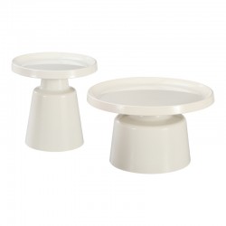 Τραπέζια σαλονιού Ginoze  σετ 2τεμ μέταλλο σε λευκή απόχρωση