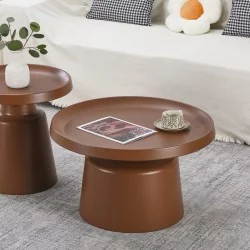 Τραπέζι σαλονιού Ginoze  μέταλλο σε καφέ απόχρωση Φ70x42,5εκ