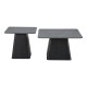 Τραπέζια σαλονιού Square  σετ 2 τεμ βάση μέταλλο σε μαύρη-sintered stone σε γκρι μαρμάρου