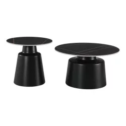 Τραπέζια σαλονιού Dualis  σετ 2 τεμ μέταλλο-sintered stone σε μαύρο μαρμάρου