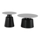 Τραπέζια σαλονιού Dualis  σετ 2 τεμ μαυρο μέταλλο-sintered stone σε γκρι μαρμάρου