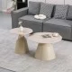 Τραπέζια σαλονιού Sculpt  σετ 2τεμ μέταλλο cappuccino- sintered stone σε όψης τραβερτίνης