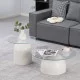 Τραπέζια σαλονιού Barel  σετ 2τεμ μέταλλο λευκο- clear glass