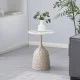 Βοηθητικό τραπέζι Amphora  μέταλλο cappuccino- τραβερτίνα με όψη μαρμάρου Φ40x60εκ