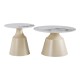 Τραπέζια σαλονιού Sculpt  σετ 2τεμ μέταλλο cappuccino- sintered stone λευκό μαρμάρου