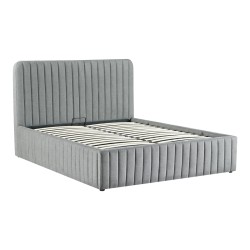 Κρεβάτι διπλό Zilin  ύφασμα ανθρακί με αποθηκευτικό χώρο 160x200εκ