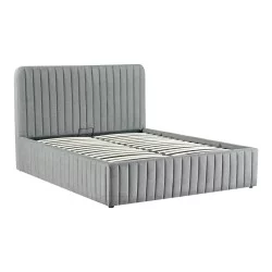 Κρεβάτι διπλό Zilin  ύφασμα ανθρακί με αποθηκευτικό χώρο 160x200εκ