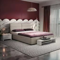 Κρεβάτι διπλό Anay  με συρτάρι ύφασμα μπεζ 160x200εκ