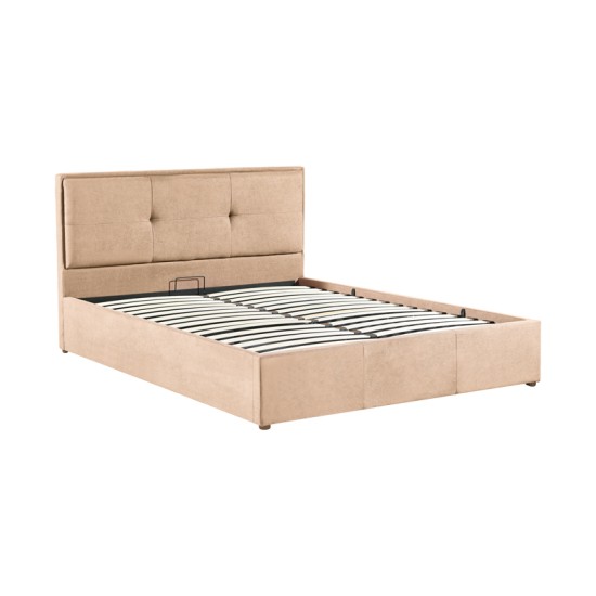 Κρεβάτι διπλό Sonnie pakoworld με αποθηκευτικό χώρο βελούδο καφέ 150x200εκ Model: 279-000005