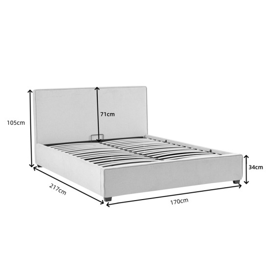 Κρεβάτι διπλό Bedka  ύφασμα ανθρακί 160x200εκ