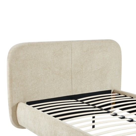 Κρεβάτι Salena  ύφασμα σε μπεζ απόχρωση 160x200εκ