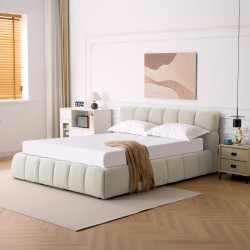 Κρεβάτι Jeby  ύφασμα σε κρεμ απόχρωση με αποθηκευτικό χώρο 160x200εκ