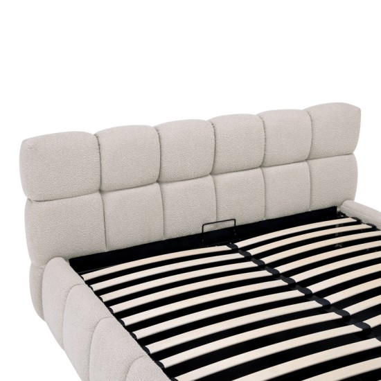 Κρεβάτι Jeby  ύφασμα σε κρεμ απόχρωση με αποθηκευτικό χώρο 160x200εκ