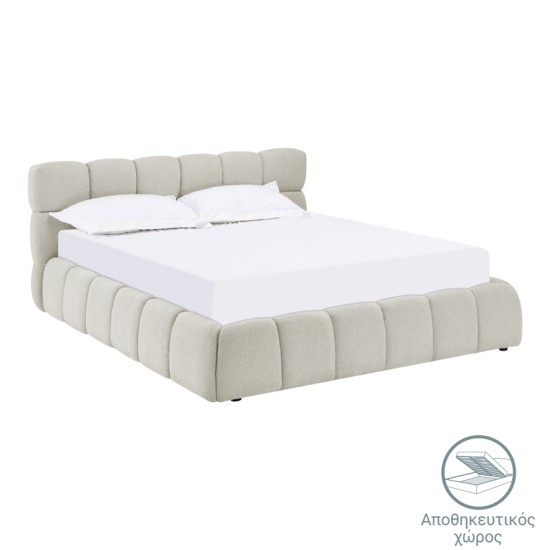 Κρεβάτι Jeby  ύφασμα σε κρεμ απόχρωση με αποθηκευτικό χώρο 160x200εκ
