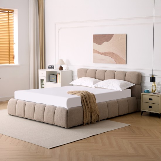 Κρεβάτι Jeby  ύφασμα σε μπεζ απόχρωση με αποθηκευτικό χώρο 160x200εκ