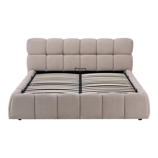 Κρεβάτι Jeby  ύφασμα σε μπεζ απόχρωση με αποθηκευτικό χώρο 160x200εκ