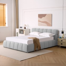 Κρεβάτι Jeby  ύφασμα σε γκρι απόχρωση με αποθηκευτικό χώρο 160x200εκ