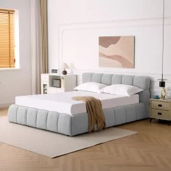 Κρεβάτι Jeby  ύφασμα σε γκρι απόχρωση με αποθηκευτικό χώρο 160x200εκ