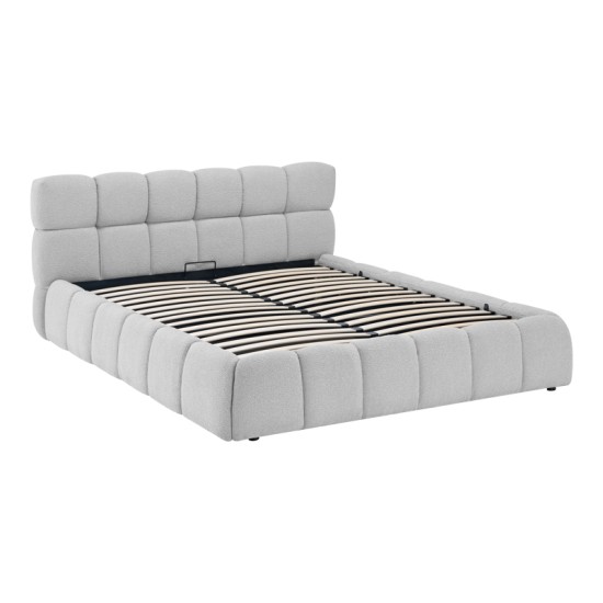 Κρεβάτι Jeby  ύφασμα σε γκρι απόχρωση με αποθηκευτικό χώρο 160x200εκ