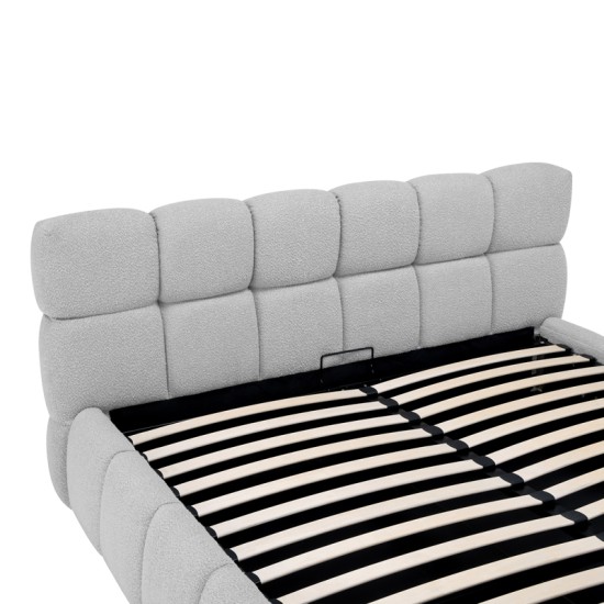 Κρεβάτι Jeby  ύφασμα σε γκρι απόχρωση με αποθηκευτικό χώρο 160x200εκ