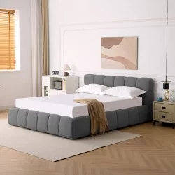 Κρεβάτι Jeby  ύφασμα σε ανθρακί απόχρωση με αποθηκευτικό χώρο 160x200εκ