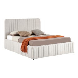 Κρεβάτι διπλό Zilin  ύφασμα μπεζ με αποθηκευτικό χώρο 160x200εκ