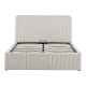Κρεβάτι διπλό Zilin  ύφασμα μπεζ με αποθηκευτικό χώρο 160x200εκ