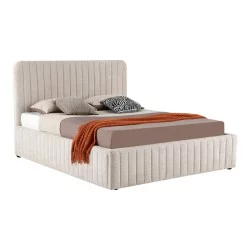 Κρεβάτι διπλό Zilin  ύφασμα μπουκλε μπεζ με αποθηκευτικό χώρο 160x200εκ