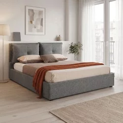Κρεβάτι διπλό Dorma  με αποθηκευτικό χώρο ανθρακί ύφασμα 160x200εκ