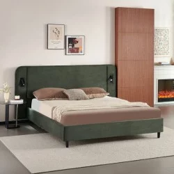 Κρεβάτι διπλό Fomo  κυπαρισσί ύφασμα 160x200εκ