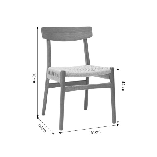 Καρέκλα Safal  oak δρυς ξύλο-έδρα εκρού σχοινί 51x50x78εκ Model: 281-000003