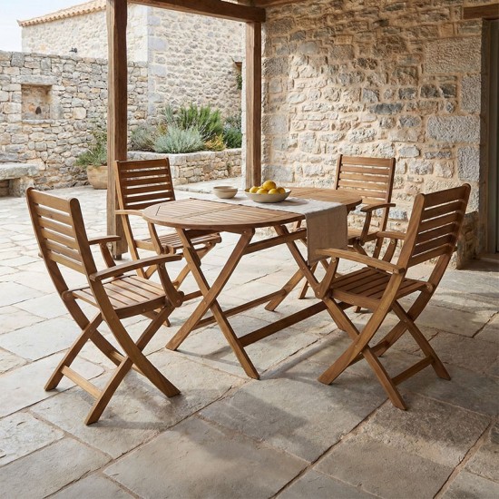 Τραπεζαρία Gorpo-Falov  σετ 5τεμ φυσικό μασίφ ξύλο ακακίας 130x80x72εκ