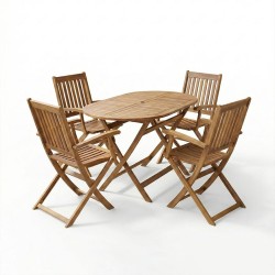 Τραπεζαρία Joter-Falov  σετ 5τεμ φυσικό μασίφ ξύλο ακακίας 130x80x72εκ