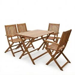 Τραπεζαρία Joter-Jaybo  σετ 5τεμ πτυσσόμενο φυσικό μασίφ ξύλο ακακίας 100x65x72εκ