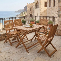 Τραπεζαρία Joter-Jaybo  σετ 5τεμ πτυσσόμενο φυσικό μασίφ ξύλο ακακίας 100x65x72εκ