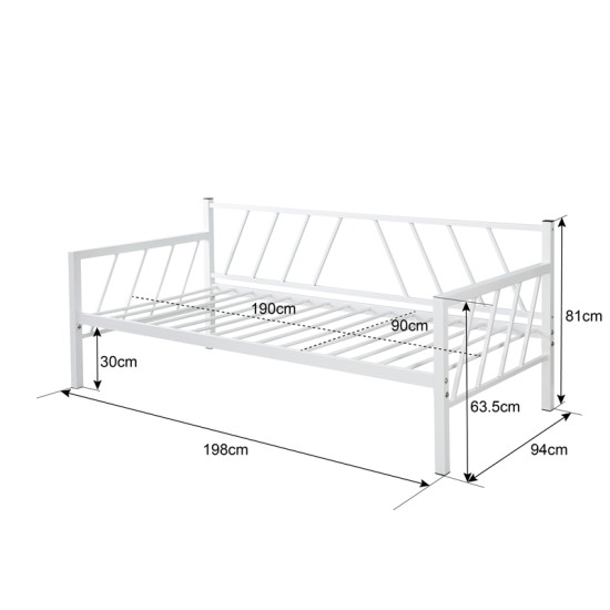 Κρεβάτι-Καναπές Remmie  μέταλλο σε λευκή απόχρωση 90x190εκ