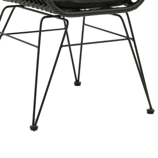 Πολυθρόνα Naoki pakoworld με μαξιλάρι pe μαύρο-μέταλλο μαύρο πόδι 55x58x79εκ Model: 286-000006